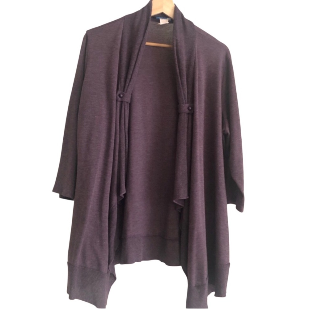 Saint Tropez West Women’s Boho Plum Purple Open Front Cardigan size 1x